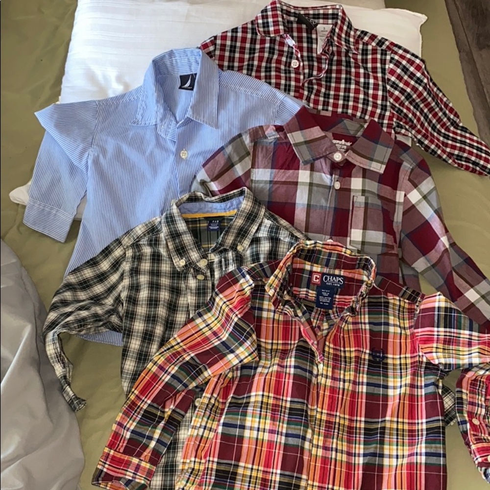 5 long sleeved button down shirts